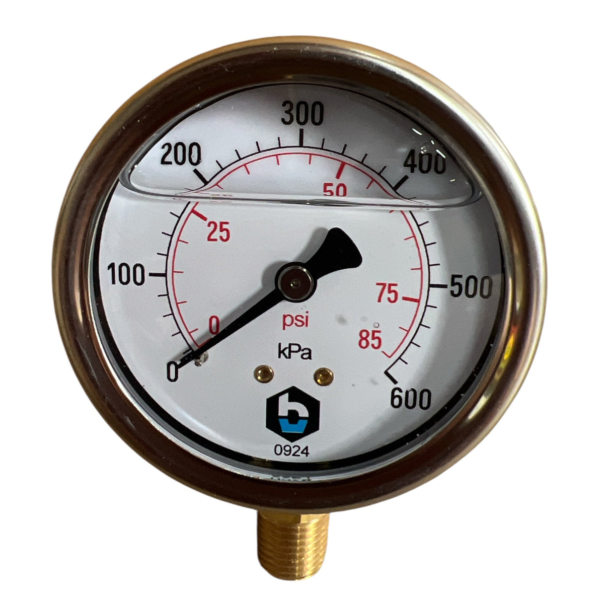 63mm Water Presure Gauge 0-600KPA Boshart Glycerin Steel Case - Hose Factory