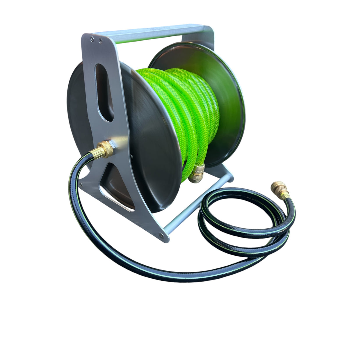 ZORRO SS Hose Reel &amp; Aquamate Hose with Brass Connectors Kit