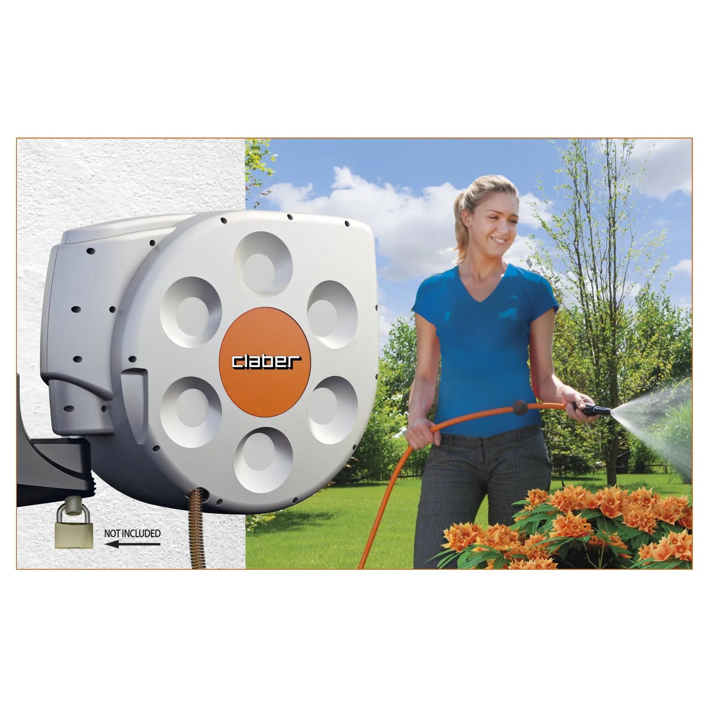 Claber Rotoroll Evolution Automatic Retractable Hose Reel Made in Italy