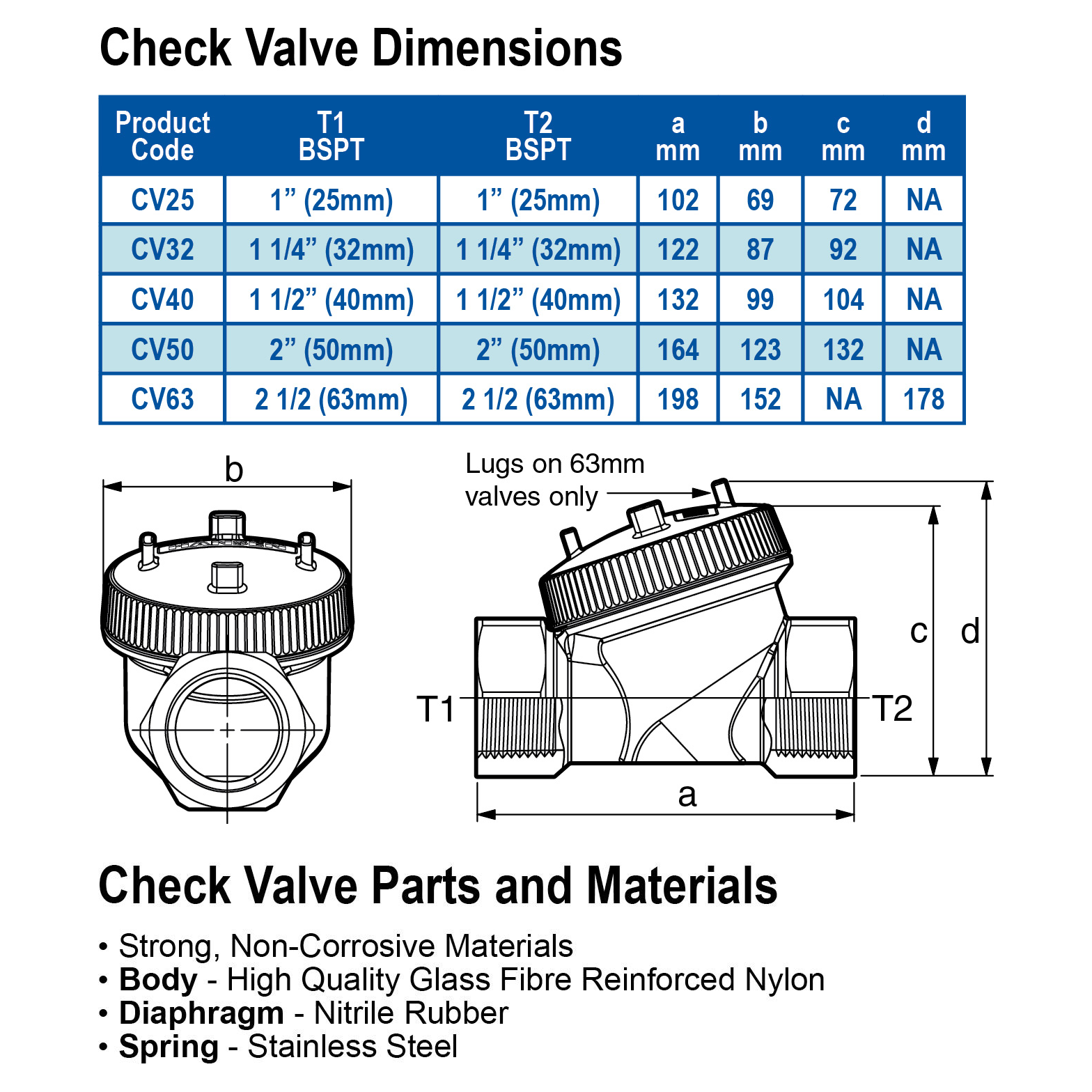 Hansen Check Valve BSPT