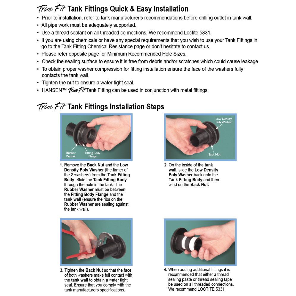 HANSEN Short Female Tank Fitting