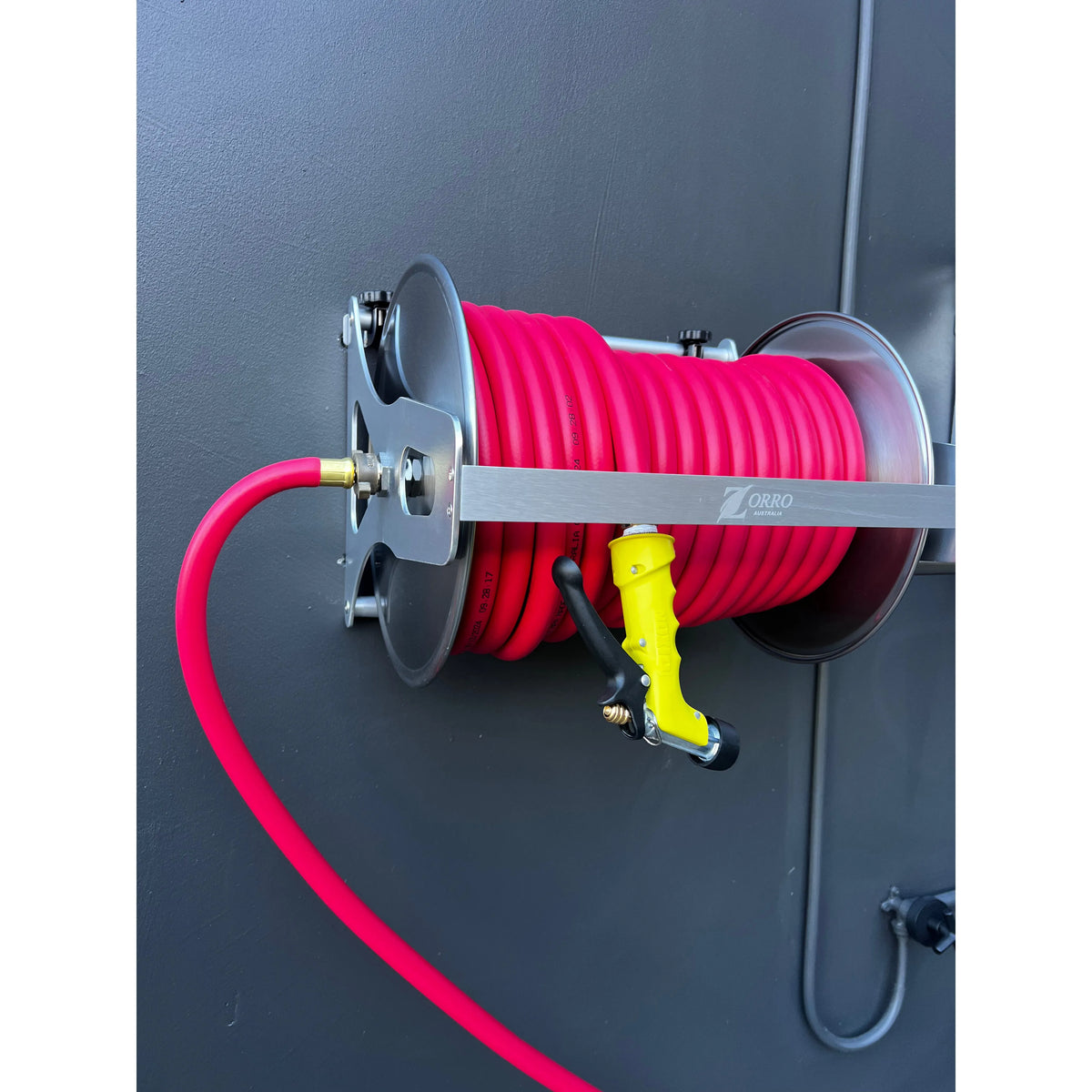 Barfell High Temp Hose ZORRO SS Reel option of Dixon Yellow Hot Water Pistol