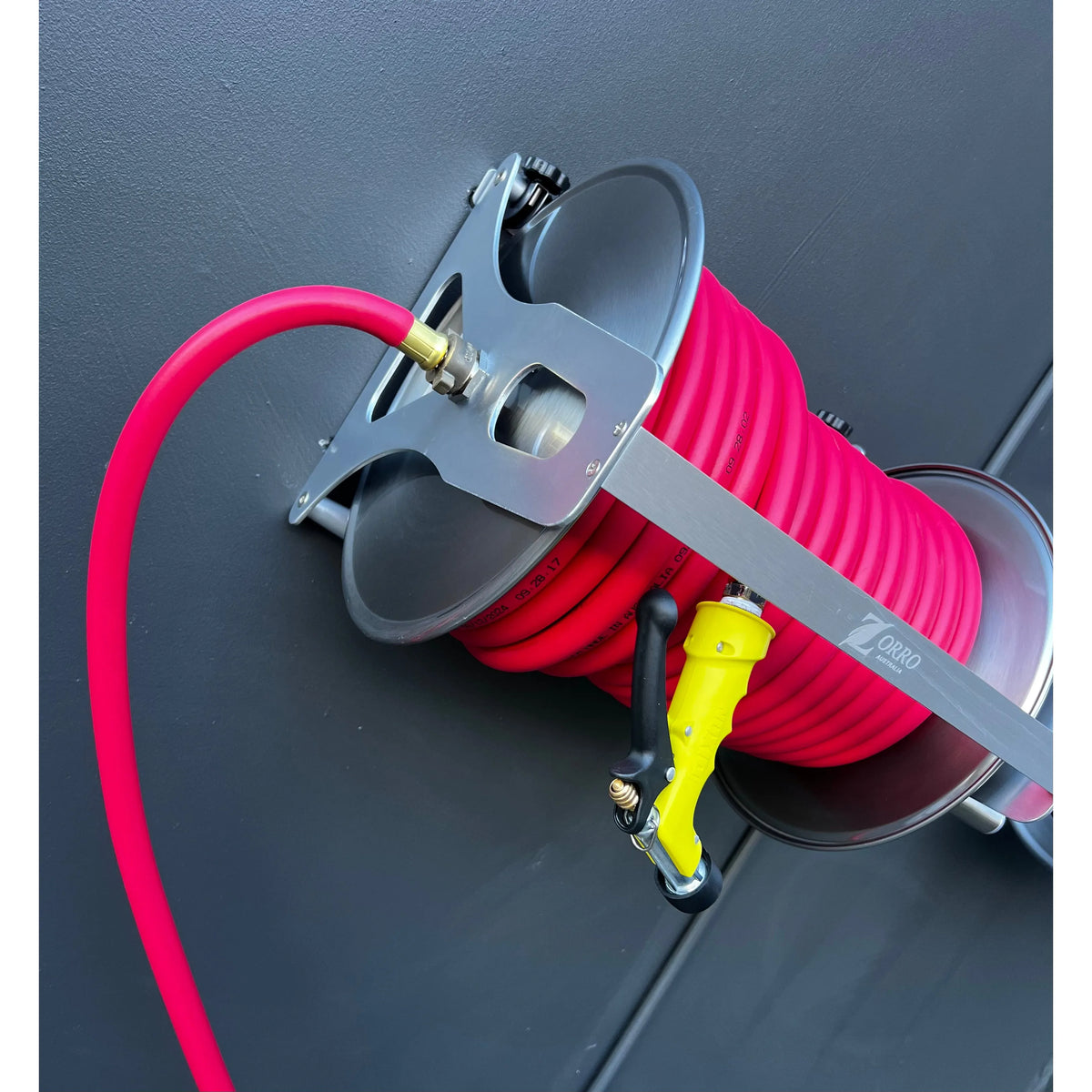 Barfell High Temp Hose ZORRO SS Reel option of Dixon Yellow Hot Water Pistol