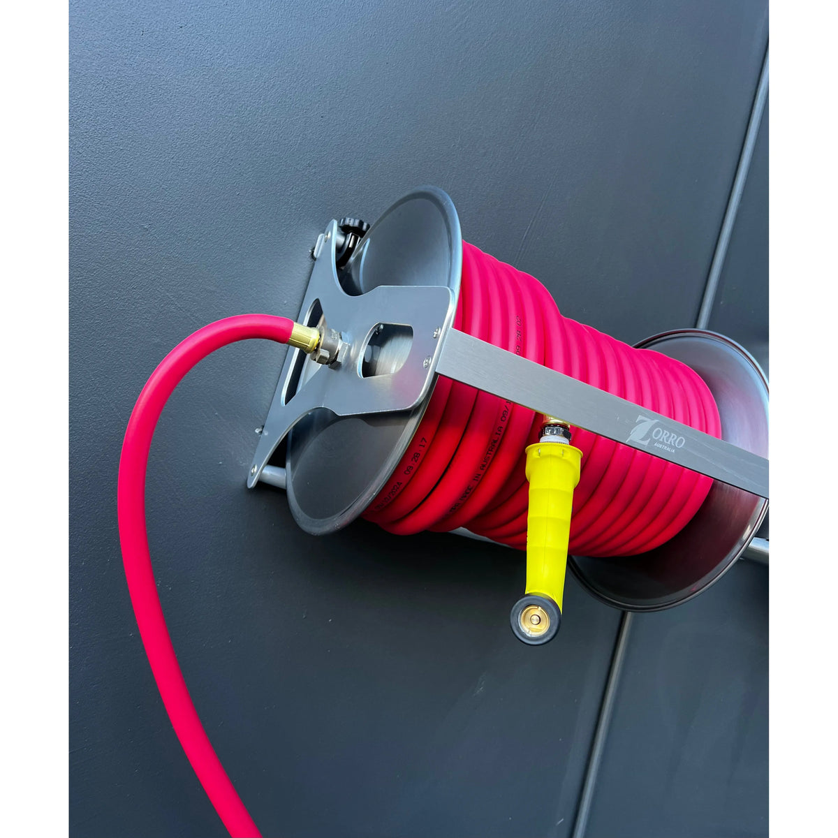 Barfell High Temp Hose ZORRO SS Reel option of Dixon Yellow Hot Water Pistol