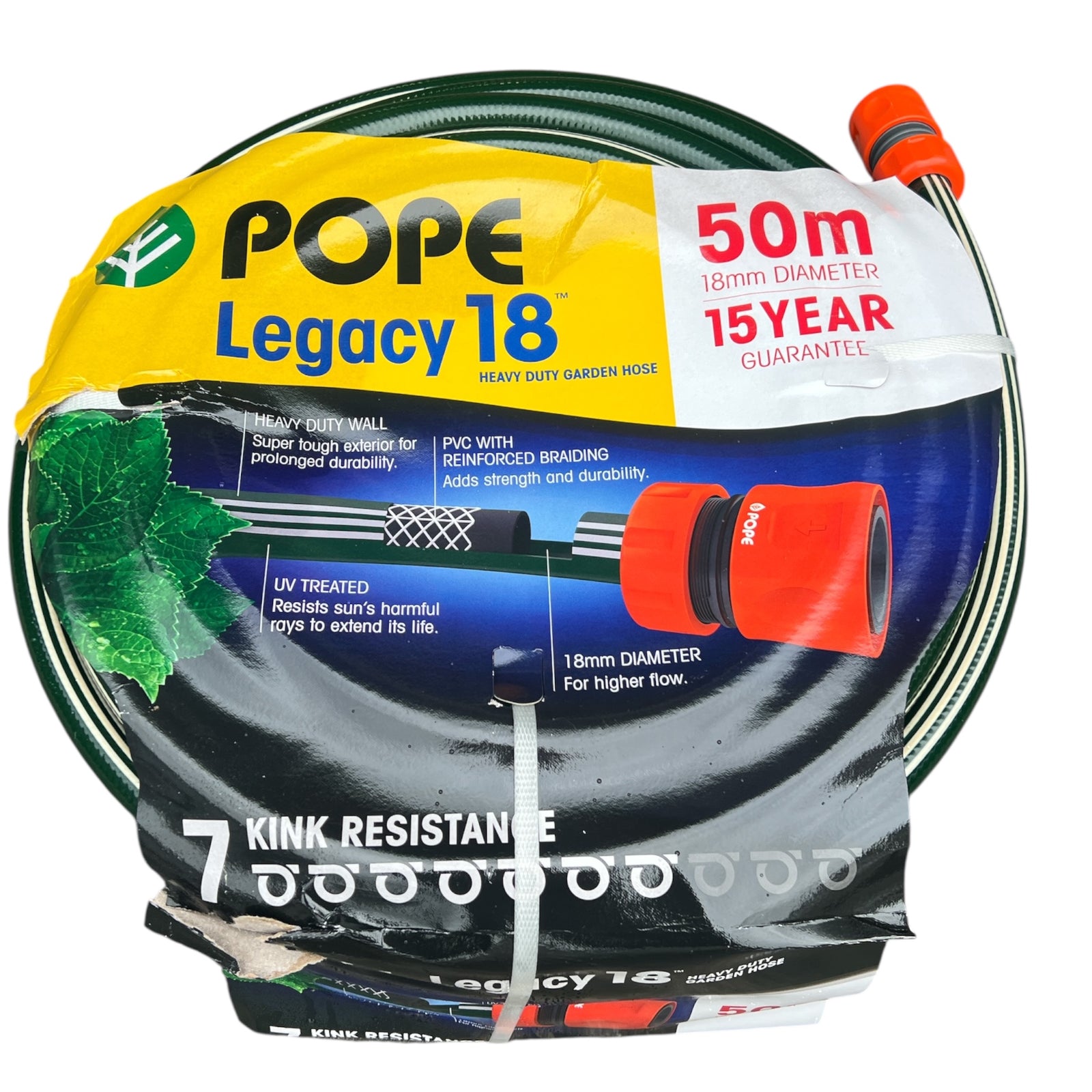 POPE Legacy Garden Hose with Fittings 18mm x 50mt CLEARANCE