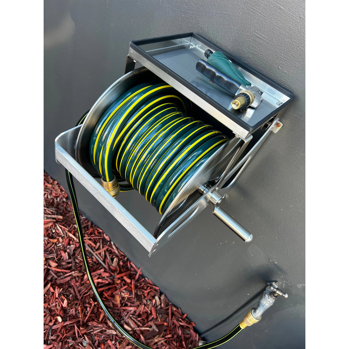 ZORRO 12mm Proline Garden Hose Zorro Ss Reel with Shelf & Ryset Water Pistol