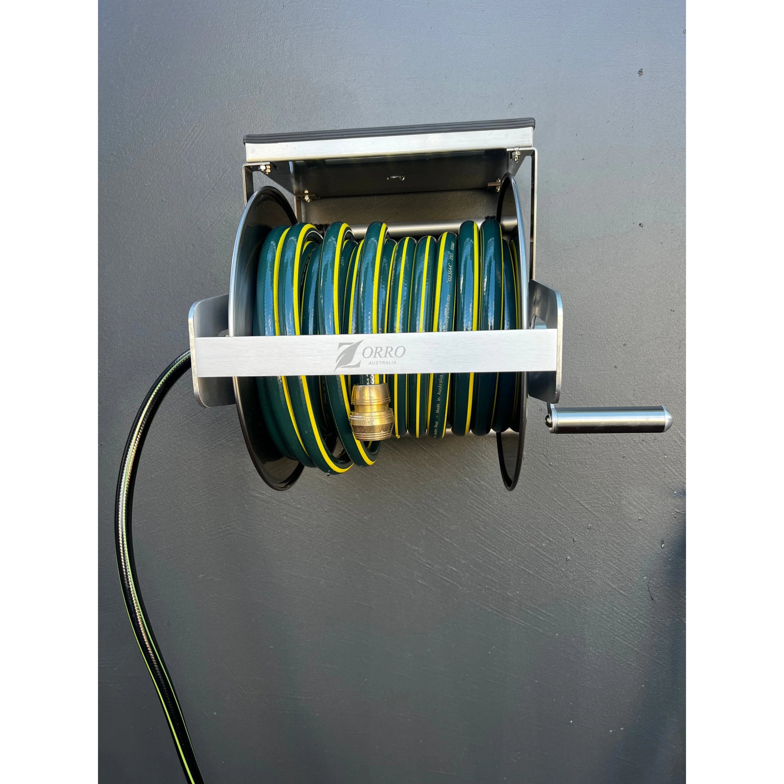 ZORRO 12mm Proline Garden Hose Zorro Ss Reel with Shelf & Ryset Water Pistol