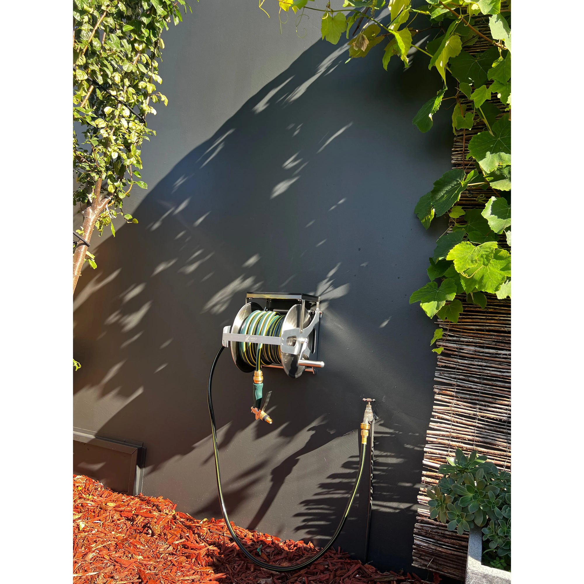 ZORRO 12mm Proline Garden Hose Zorro Ss Reel with Shelf & Ryset Water Pistol