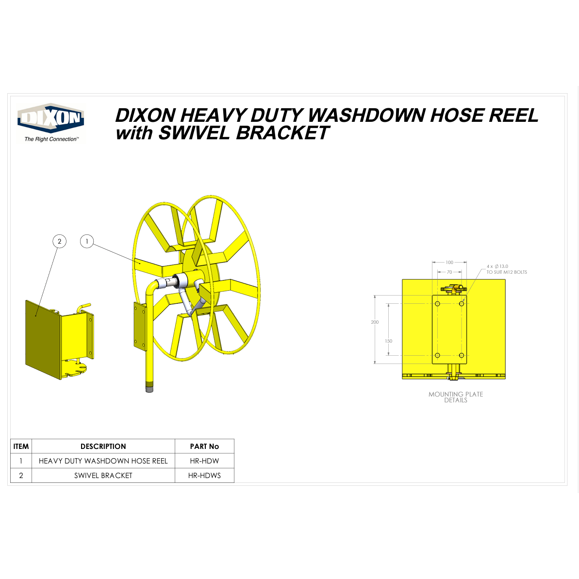 DIXON Heavy Duty Hose Reel Swivel Attachment