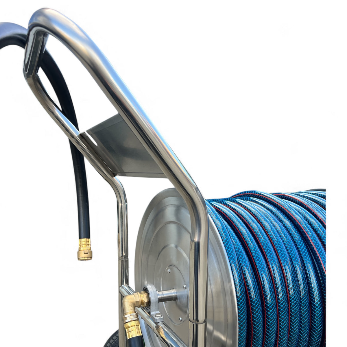 ZORRO Stainless Steel 4 Wheel Trolley with Ozflex Hose & Brass Connector