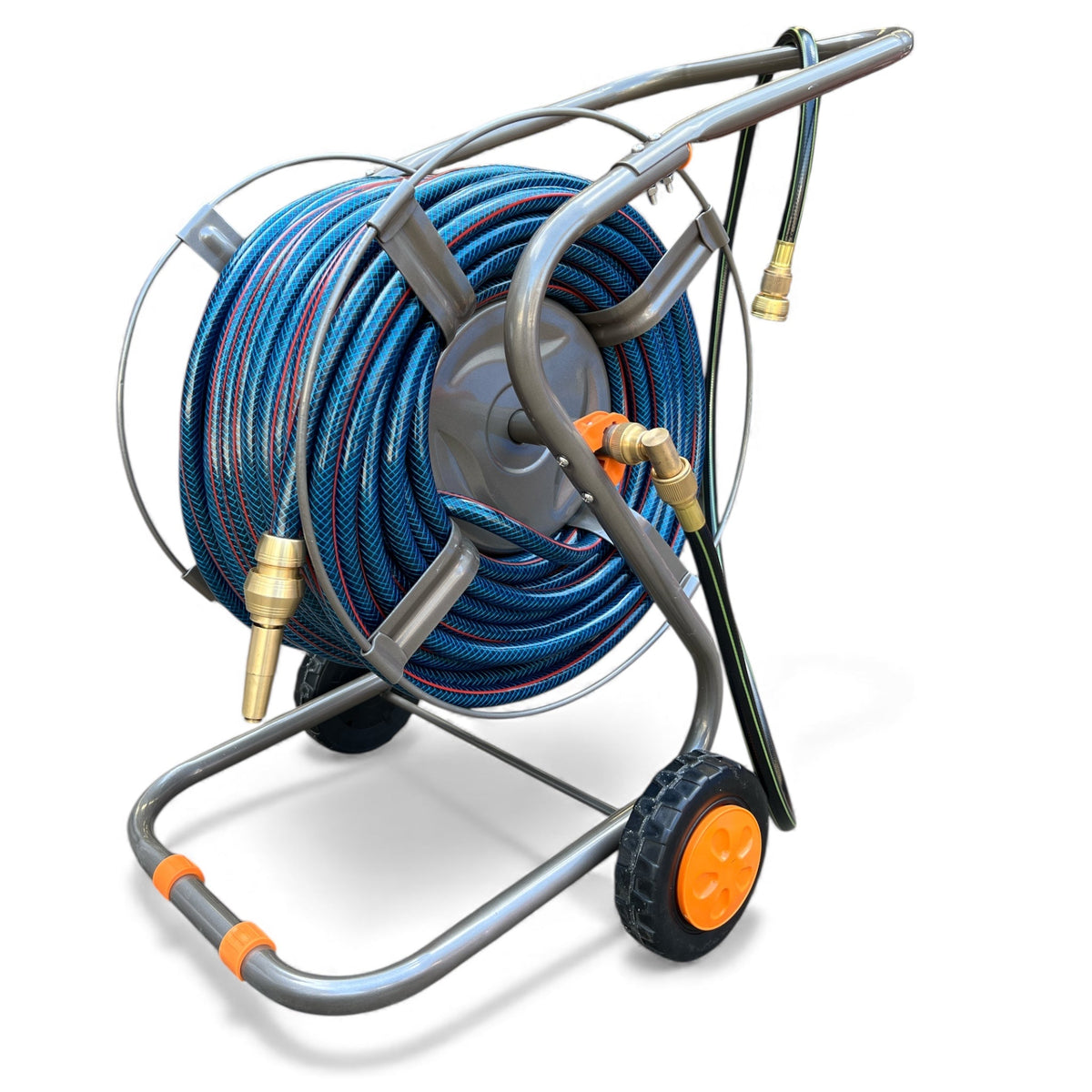 AIFA Hose Reel &amp; Ozflex Garden Hose Bundle Brass Fittings &amp; Nozzle 12mm - Hose Factory