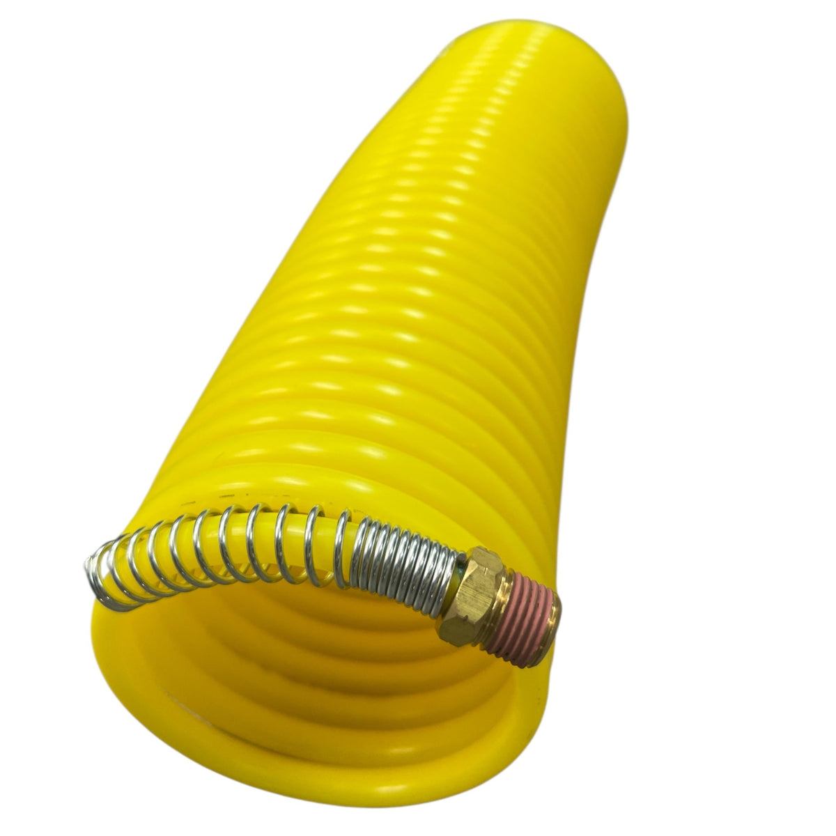 Air Re-Coil Hose with 1/4" Brass Swivel Fittings, 1/4" I.D., 7.6 Mt for air pressure applications.