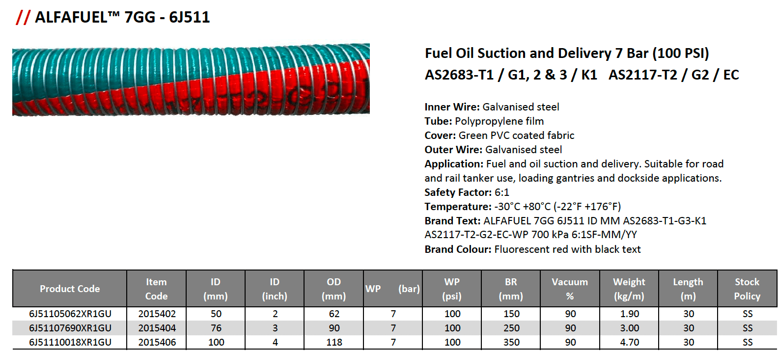 ALFAFUEL 7GG Fuel Oil Suction and Delivery Hose 7 Bar - Hose Factory