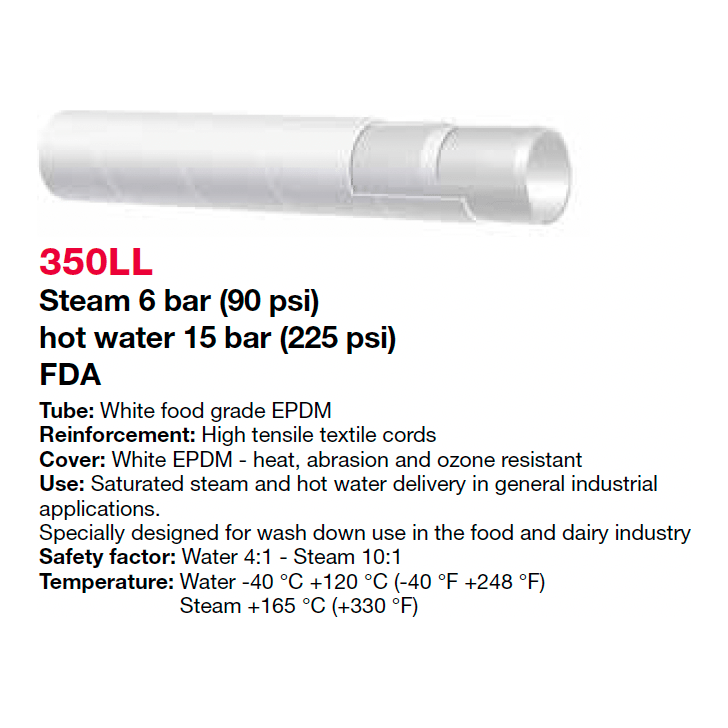 ALFAGOMMA 350LL Food Grade Steam Hose