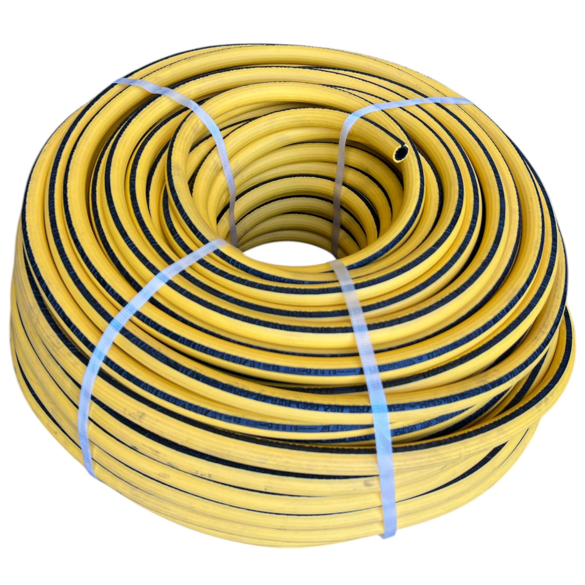 ALFAGOMMA P-189 FRAS Hose AS 2660/B 100mt x 13mm coiled yellow and black hose for industrial use.