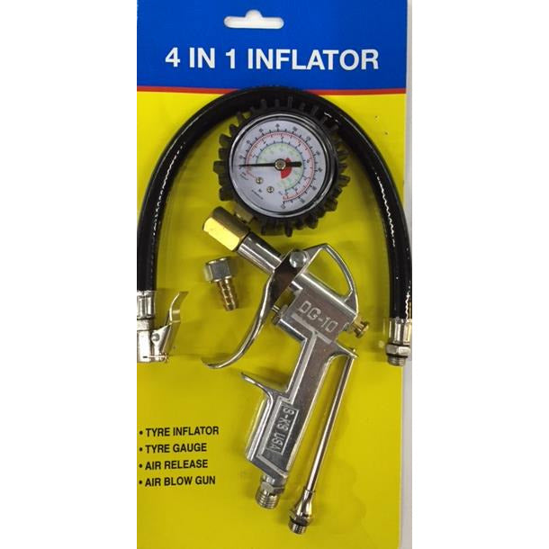 Tyre Inflator with Gauge 4-in-1