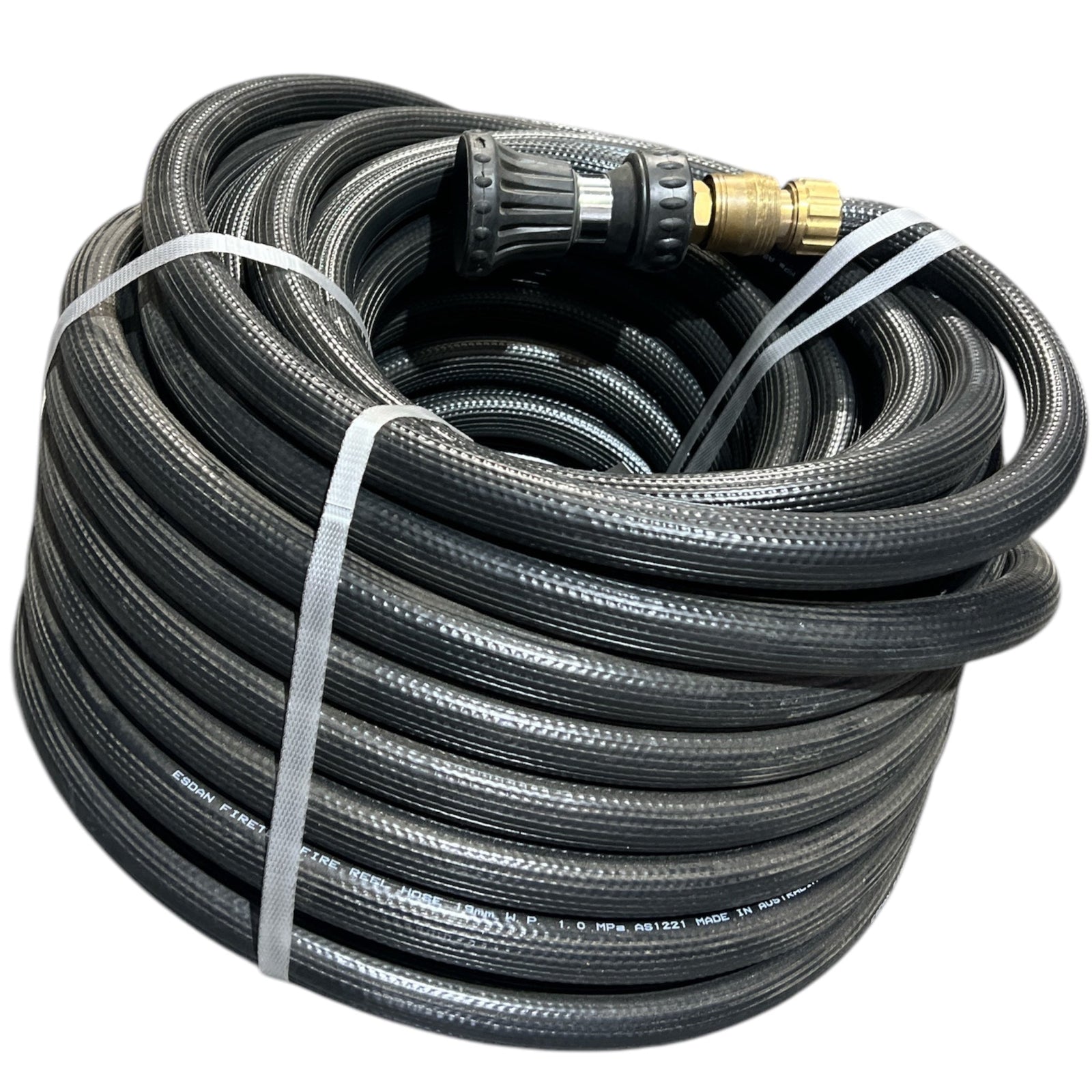 Fire Hose Holman Brass Fittings & Fire Nozzle 36mt x 19mm Clearance - Hose Factory
