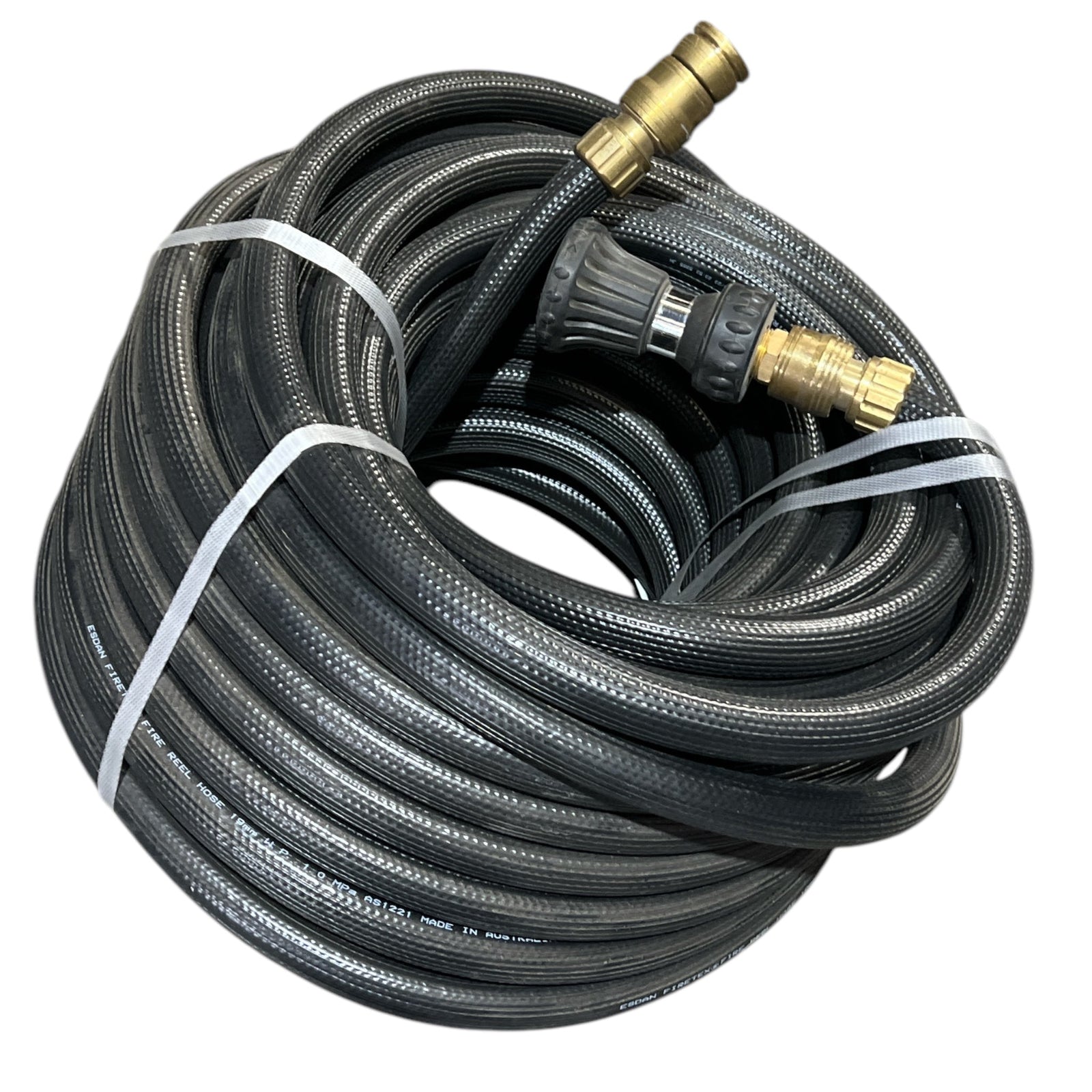 Fire Hose Holman Brass Fittings & Fire Nozzle 36mt x 19mm Clearance - Hose Factory