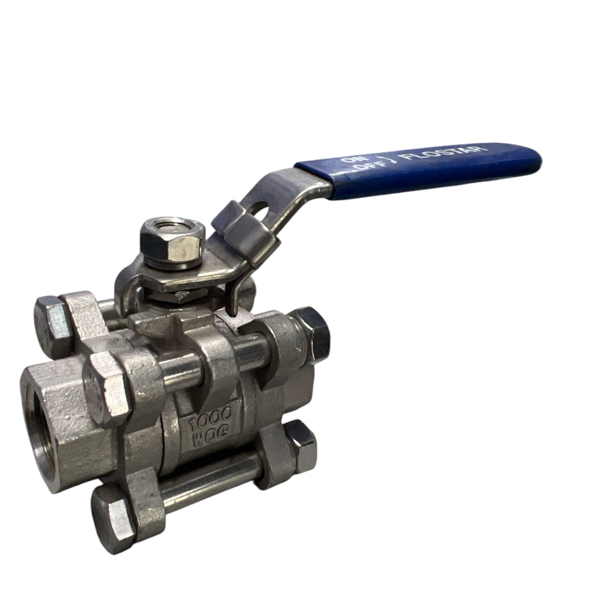 Flostar Ball Valve SS 3 Piece Full Bore with Locking Device BSP 1/2" Clearance - Hose Factory