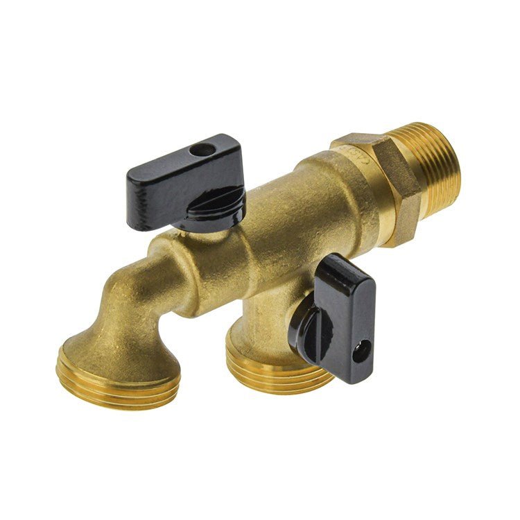 Garden Brass Tap Dual Outlet Outdoor BR 25MM X 20MM - Hose Factory