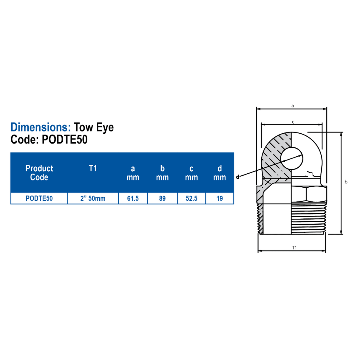 HANSEN Tow Eye BSPT x Tow Eye - Hose Factory