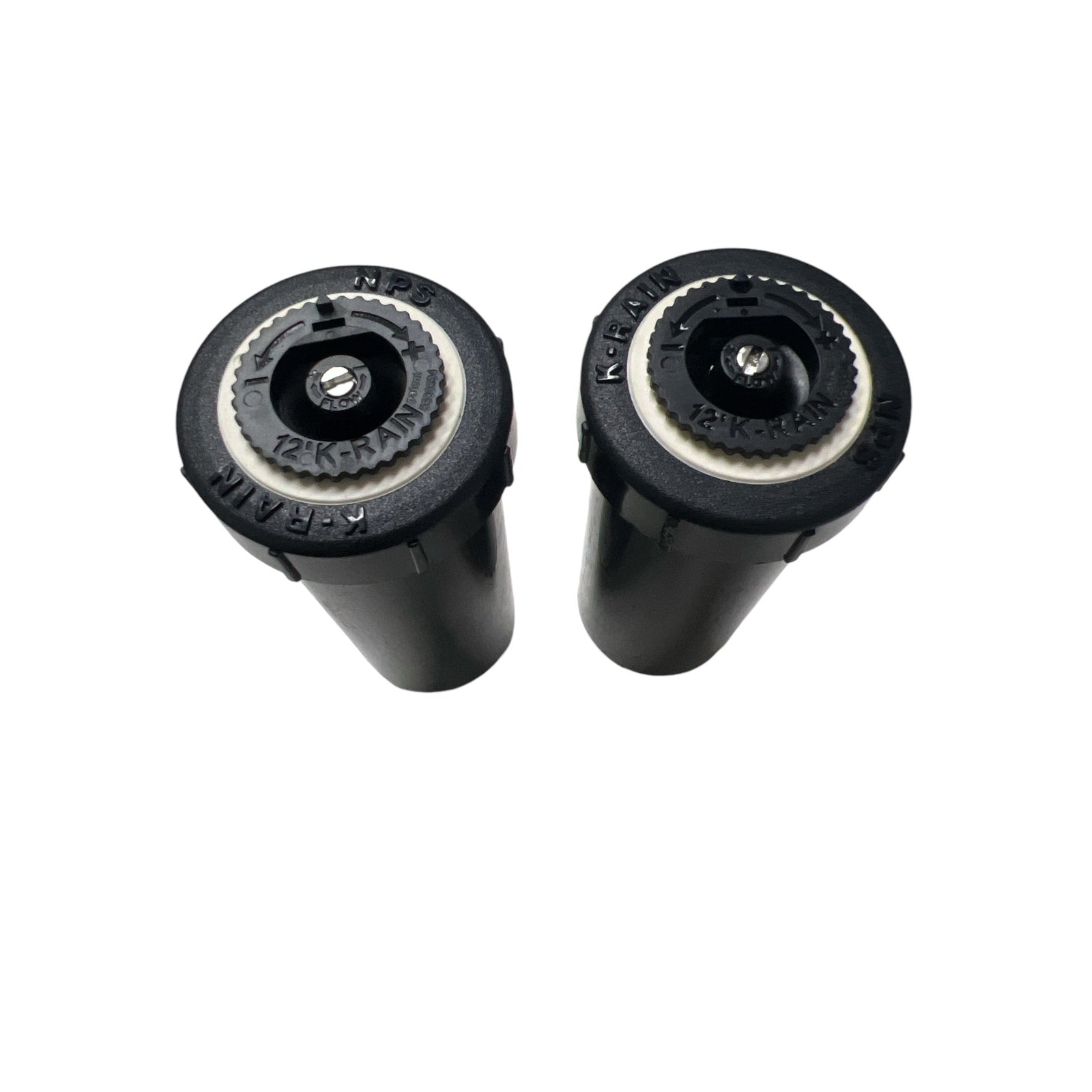 K-Rain K1 Gear Drive 2 Pop-up Mini Gear Driven Sprinkler QTY 2 close-up view of sprinkler heads