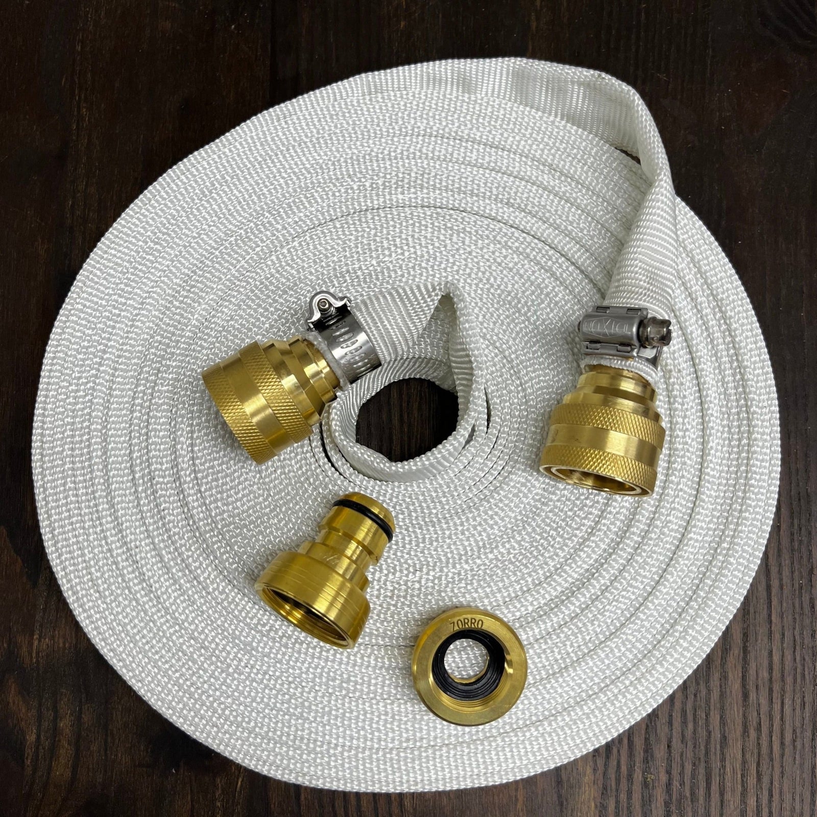 Lay Flat Drinking Water Hose with Brass Fittings 19mm I.D x 18 metres - Hose Factory