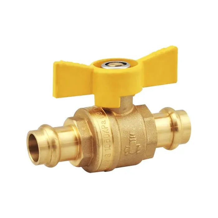 METPRESS Press Fit Gas Butterfly Handle Ball Valve CU x CU - Hose Factory