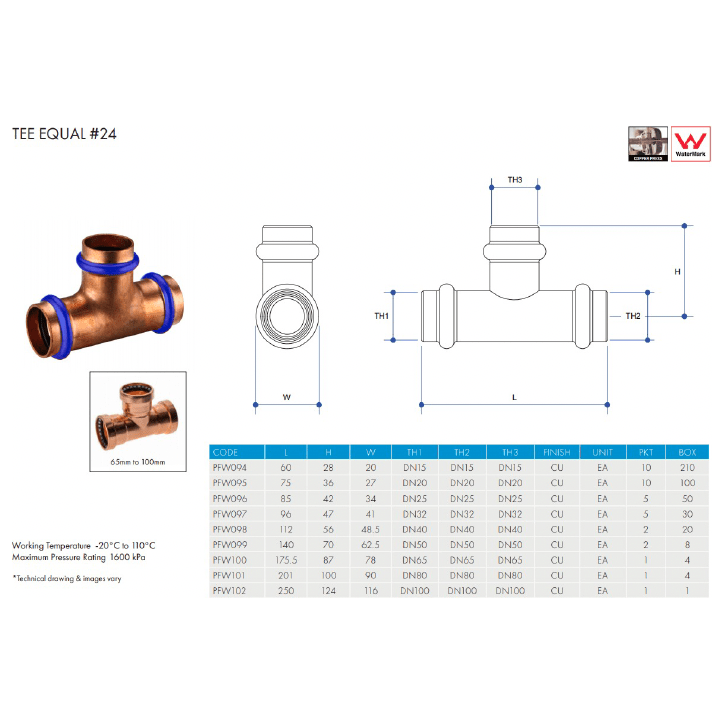METPRESS Press Fit Tee Equal - Hose Factory