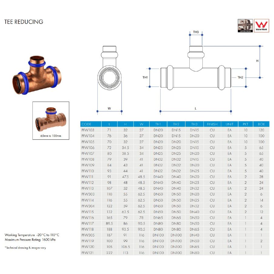 METPRESS Press Fit Tee Reducing - Hose Factory