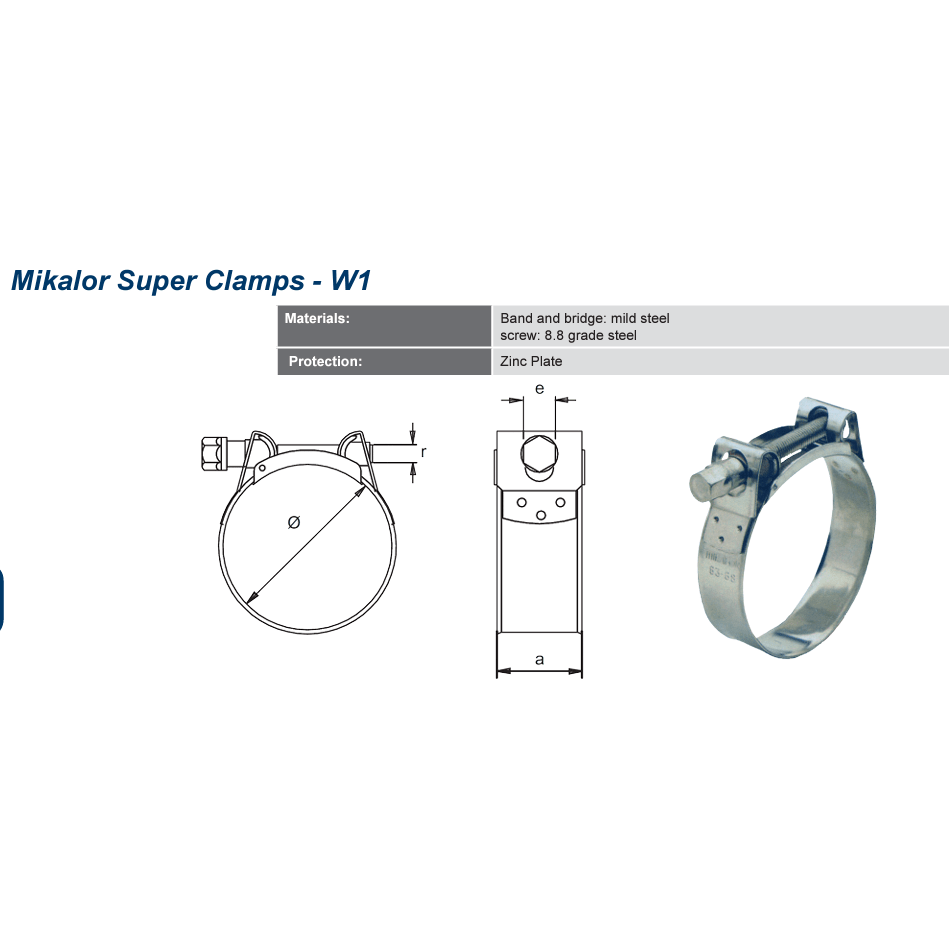 MIKALOR T - Bolt Super Clamps W1 - Zinc Plated - Hose Factory