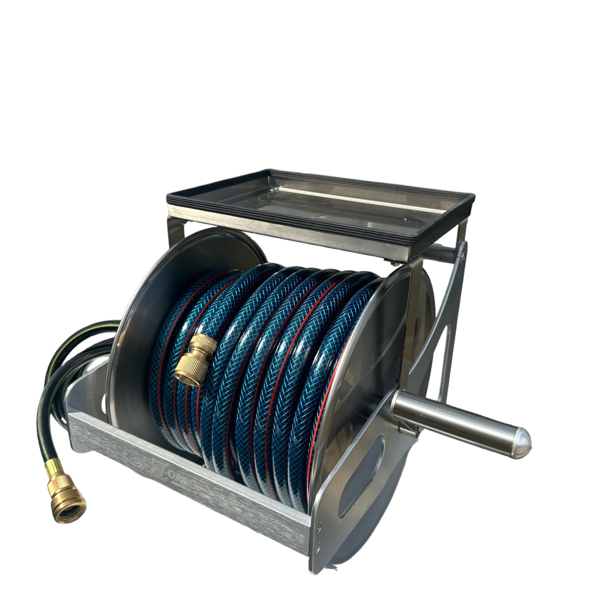 OZFLEX Garden Hose with ZORRO Mountable Ss Reel with Shelf Bundle 12mm - Hose Factory
