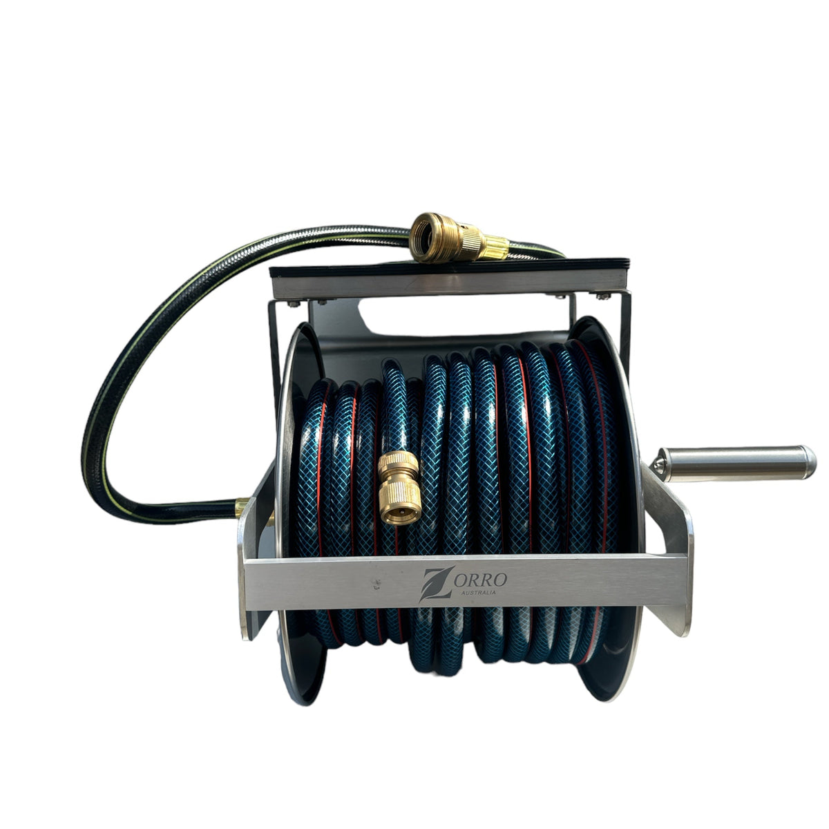 OZFLEX Garden Hose with ZORRO Mountable Ss Reel with Shelf Bundle 12mm - Hose Factory