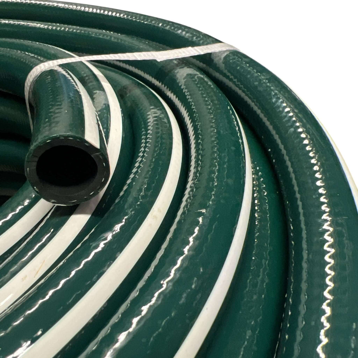 Premium Garden Hose 18mm Thick Braided UV Anti Kink Clearance rolled up in coils.