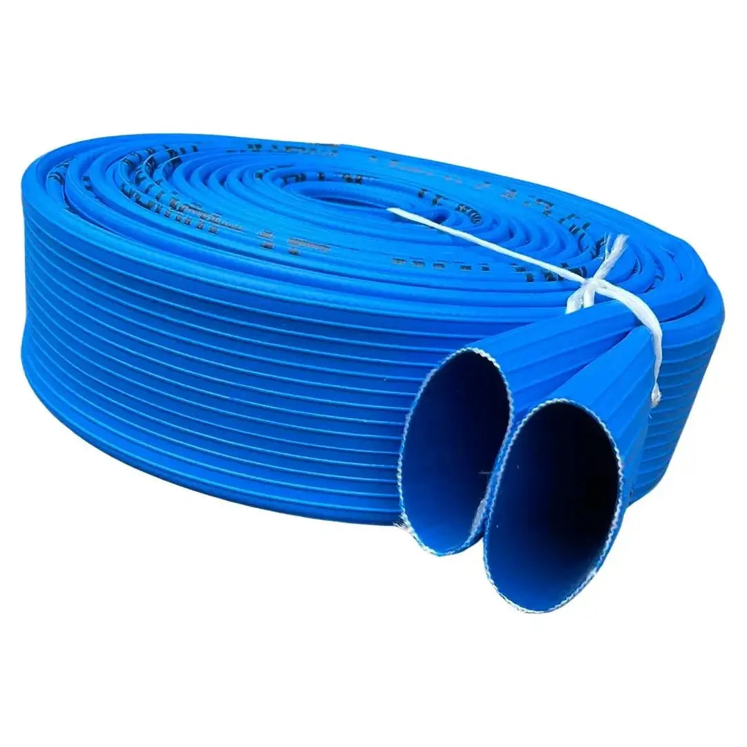 Rapier Heavy Duty Layflat Fire Hose Odd Lengths Made in Australia in blue color and flexible design.