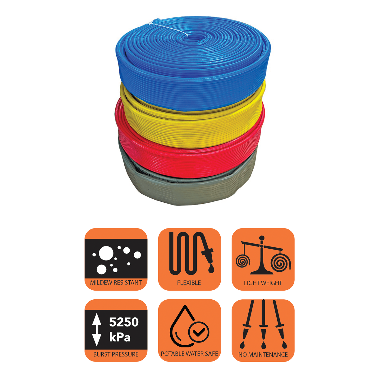 Rapier Heavy Duty Layflat Fire Potable Water Hose Assembly - Hose Factory