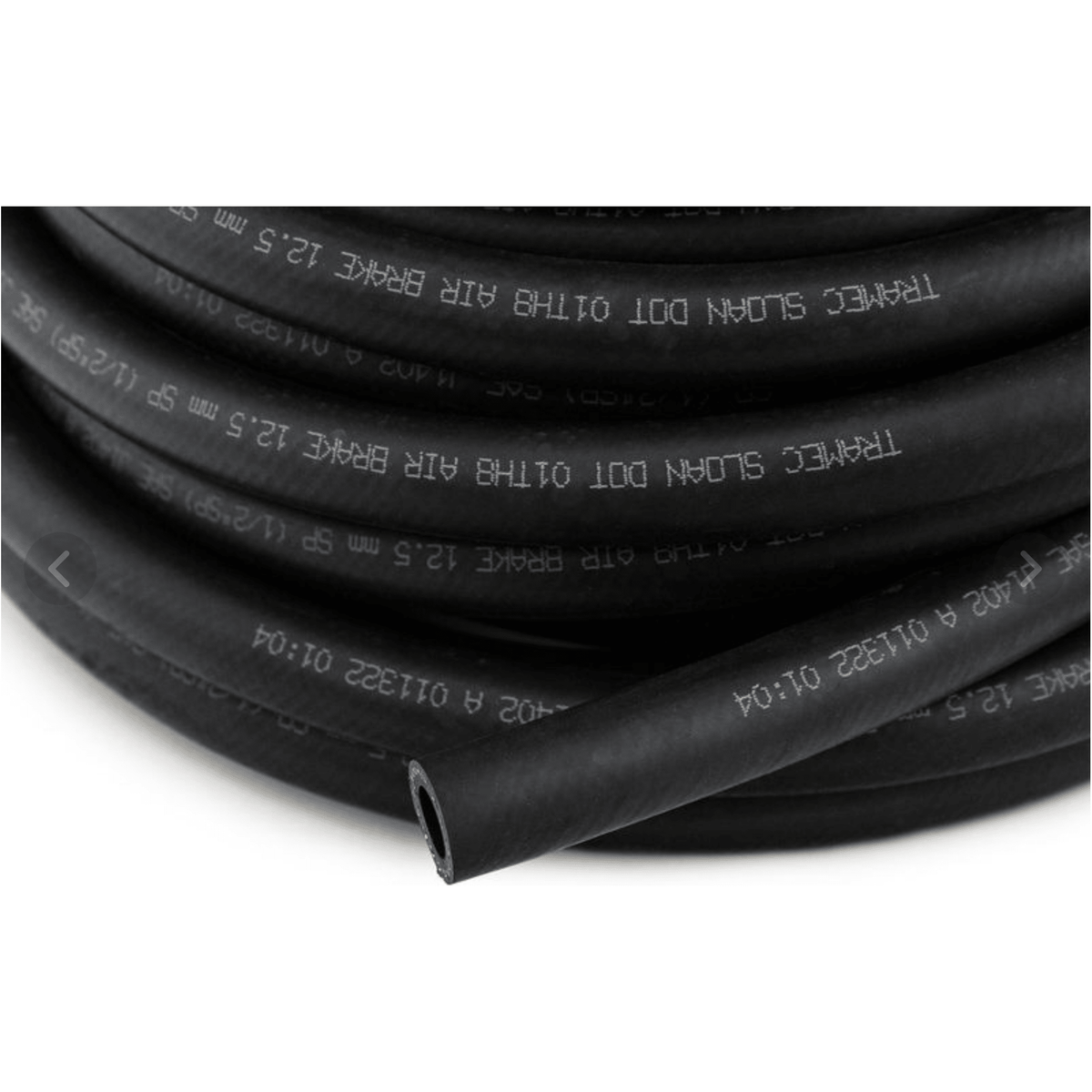 TRAMEC SLOAN EPDM Rubber Air Brake Hot Water Hose 1/2" I.D. in coil showing details and markings.