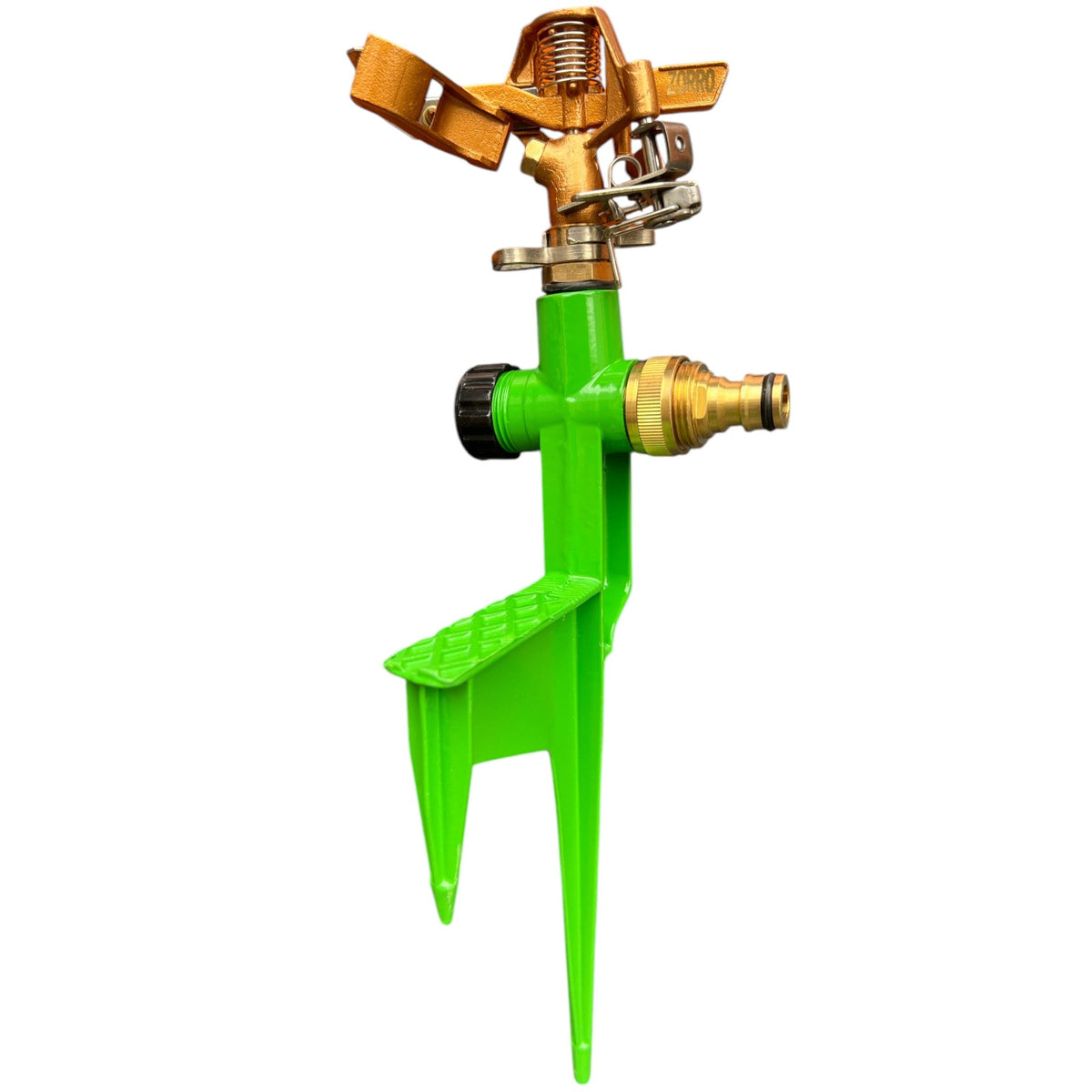 ZORRO Brass Impact Sprinkler with Heavy - Duty Step Spike - Hose Factory