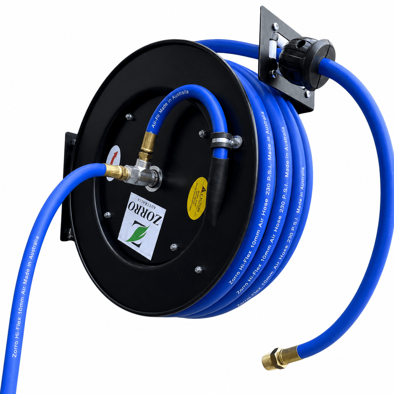 Zorro Heavy Duty Retractable Hose Reel with Hi - Flex Air / Water Hose - Hose Factory
