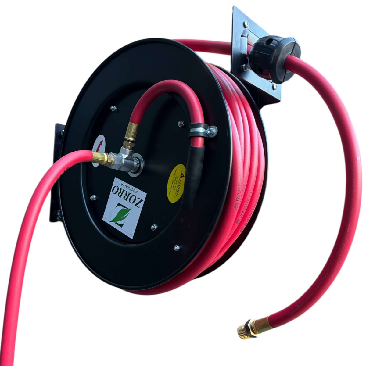 Zorro Retractable Reel with Barfell Hot Water and Air Hose 15m - Hose Factory