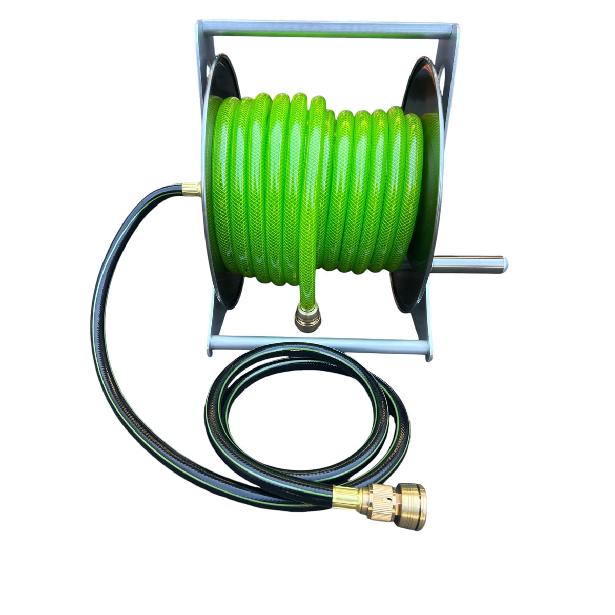 ZORRO SS Hose Reel & Aquamate Hose with Brass Connectors Kit - Hose Factory