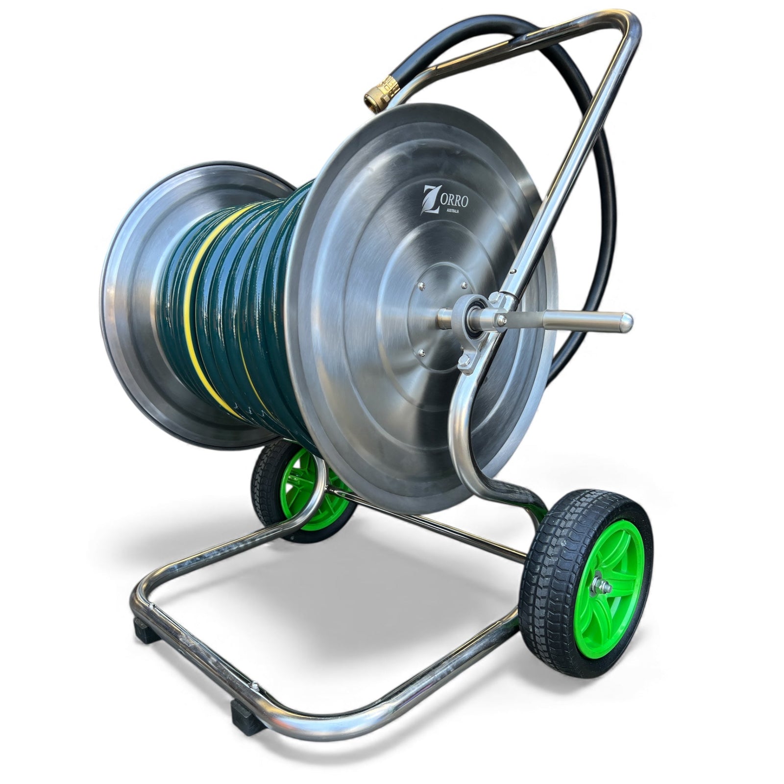 ZORRO Stainless Steel 2 Wheel Cart Proline Hose Brass Fitting & Nozzle - Hose Factory