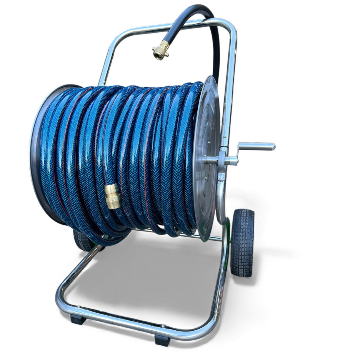 ZORRO Stainless Steel 2 Wheel Cart with Ozflex Hose & Brass Connector - Hose Factory