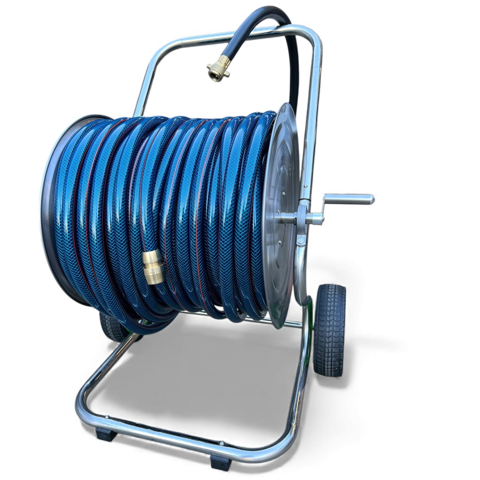 ZORRO Stainless Steel 2 Wheel Cart with Ozflex Hose & Brass Connector - Hose Factory