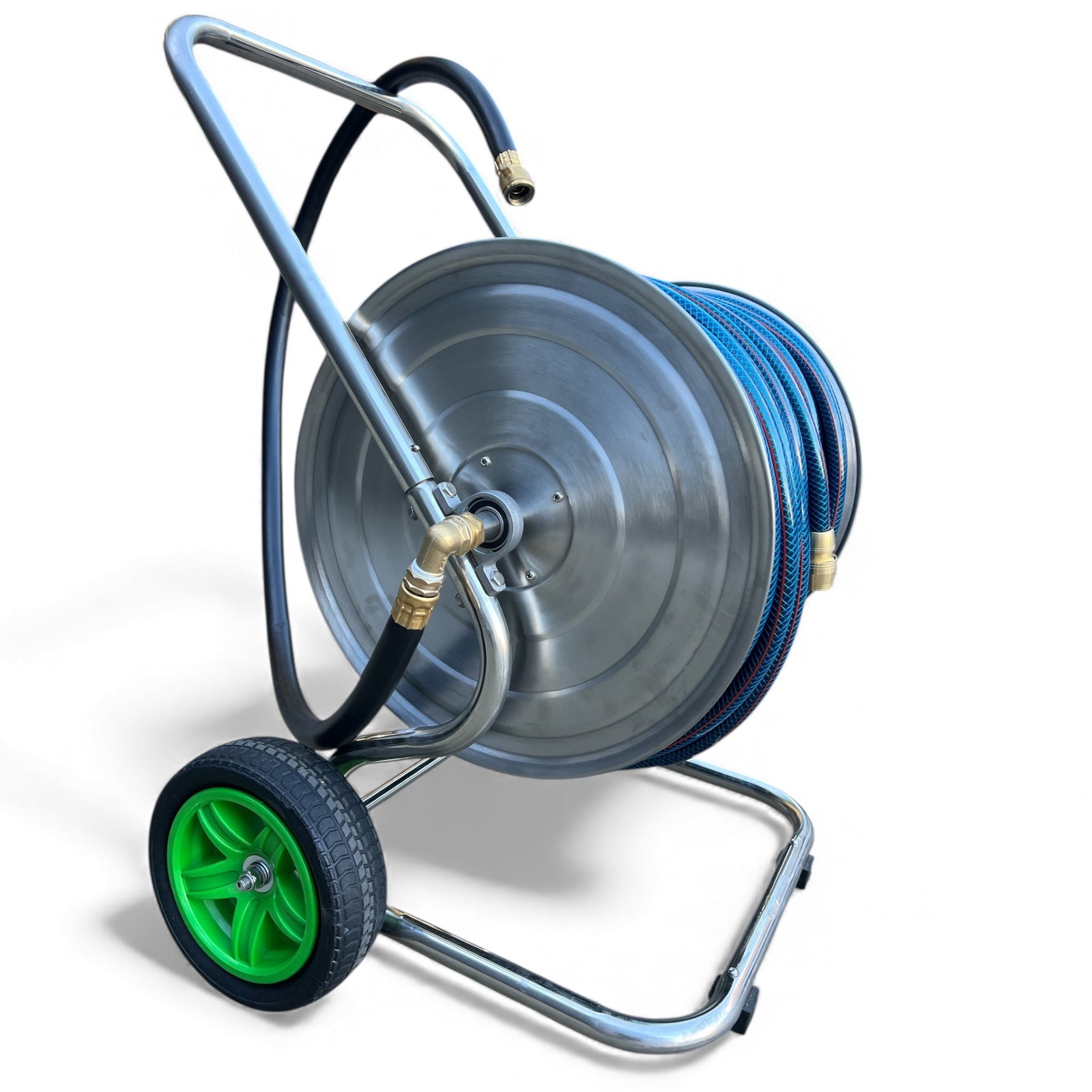 ZORRO Stainless Steel 2 Wheel Cart with Ozflex Hose & Brass Connector - Hose Factory
