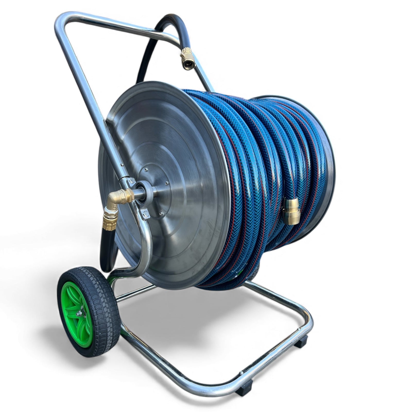 ZORRO Stainless Steel 2 Wheel Cart with Ozflex Hose & Brass Connector - Hose Factory