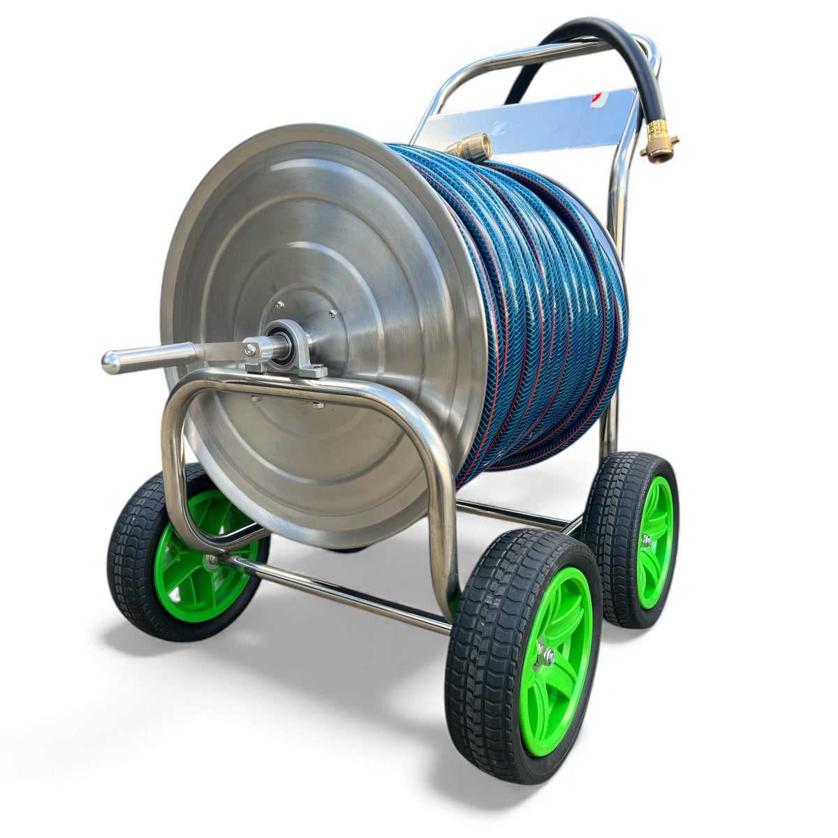 ZORRO Stainless Steel 4 Wheel Trolley with Ozflex Hose & Brass Connector - Hose Factory