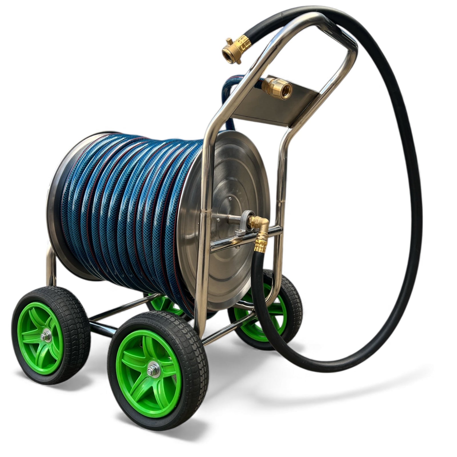 ZORRO Stainless Steel 4 Wheel Trolley with Ozflex Hose & Brass Connector - Hose Factory