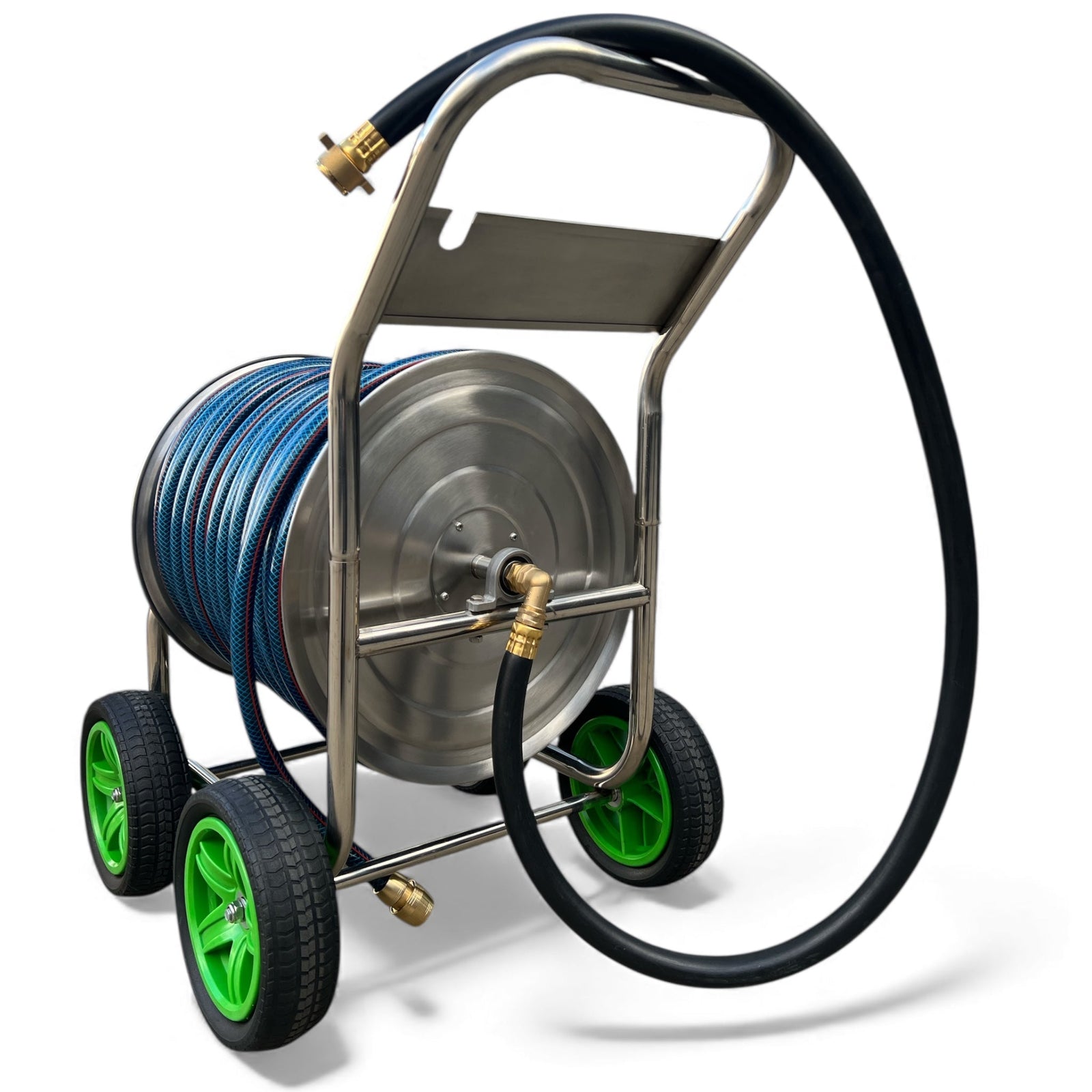 ZORRO Stainless Steel 4 Wheel Trolley with Ozflex Hose & Brass Connector - Hose Factory
