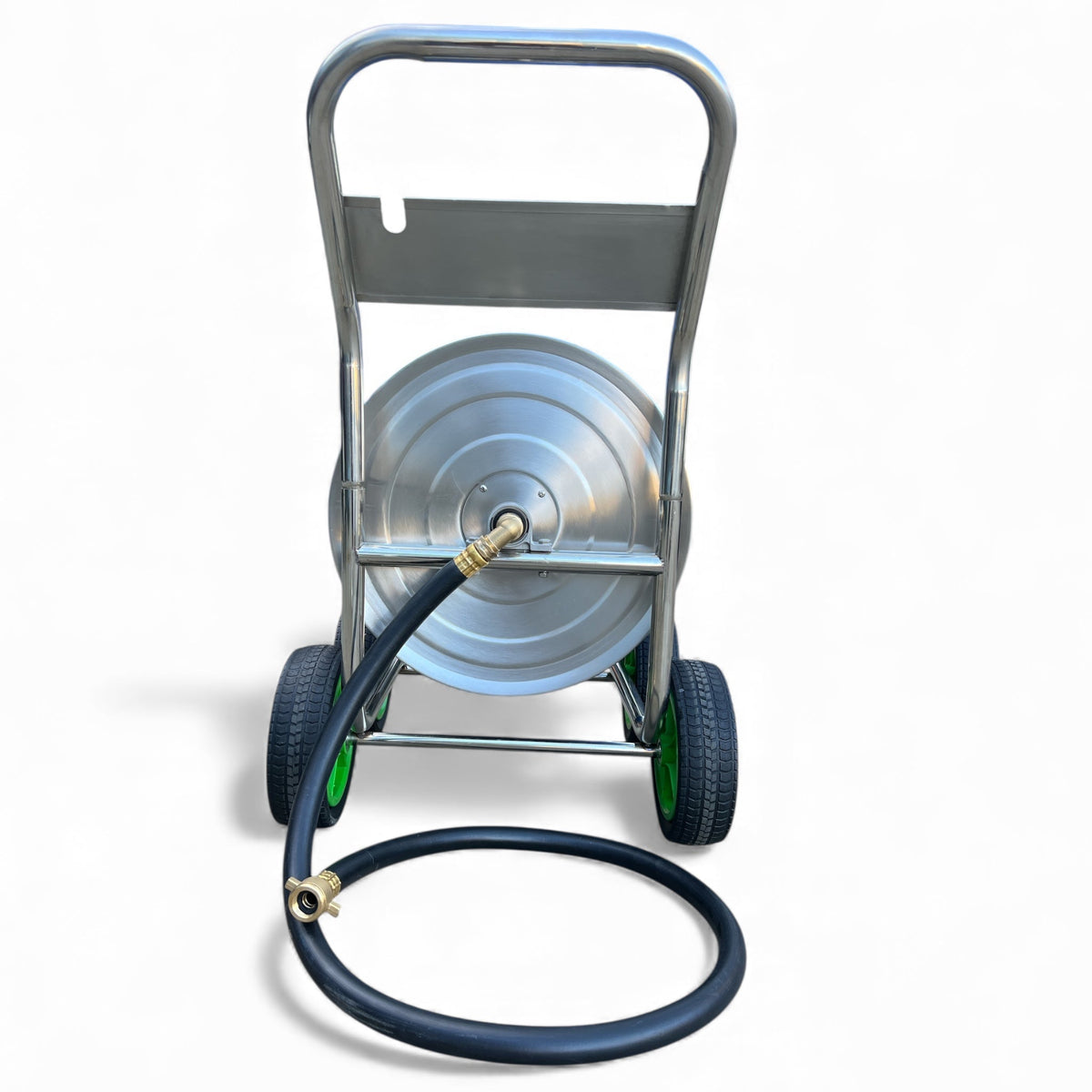 ZORRO Stainless Steel Trolley with Hi-Flex Multi-Purpose Hose showcasing the hose and trolley design.